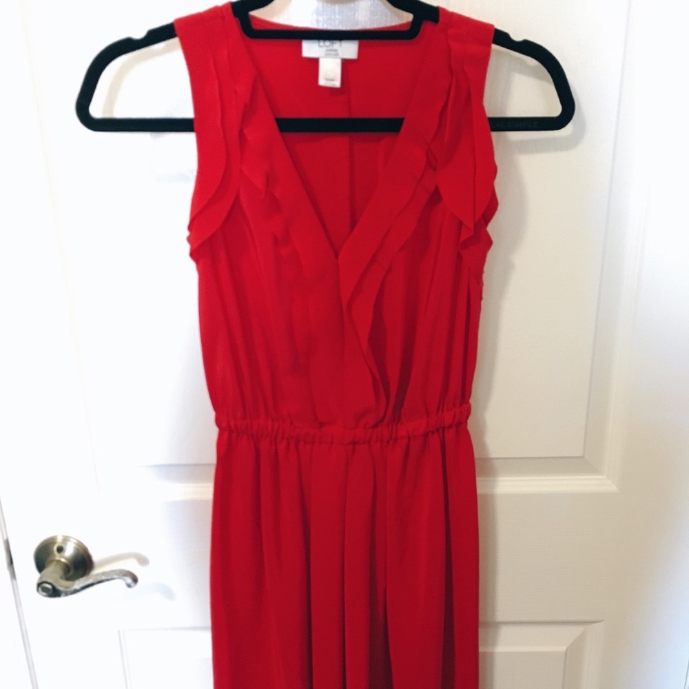 LOFT Red 100% silk dress 00P
